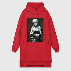 Женская толстовка-платье Античная статуя с планшетом