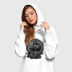 Женское худи-платье Воин живёт вечно, цвет: белый — фото 2