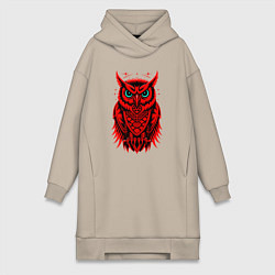 Женское худи-платье Сова красная, цвет: миндальный