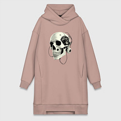 Женская толстовка-платье Кибернетический череп с проводами