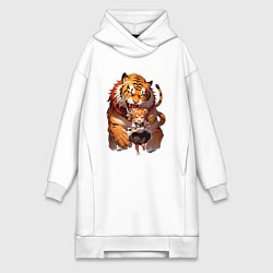 Женская толстовка-платье Дева в тени тигра