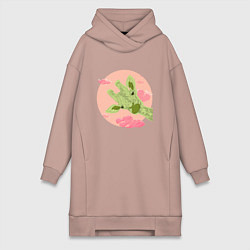 Женская толстовка-платье Жирафик и розовые облака