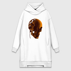 Женская толстовка-платье Оранжевый череп в тенях