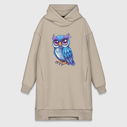 Женская толстовка-платье Сова с фиолетовыми глазами