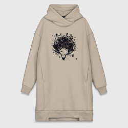 Женское худи-платье Девчонка милашка, цвет: миндальный