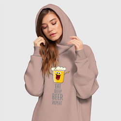 Женское худи-платье Весёлое пиво, цвет: пыльно-розовый — фото 2