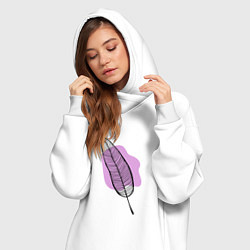 Женское худи-платье Контуры листа на сливовом, цвет: белый — фото 2