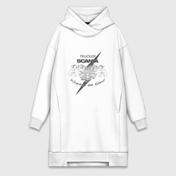 Женское худи-платье Scania always on time, цвет: белый