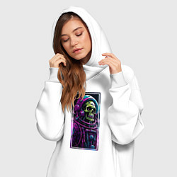 Женское худи-платье Скелет космонавт, цвет: белый — фото 2