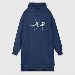 Женское худи-платье Новогоднее чтиво, цвет: тёмно-синий