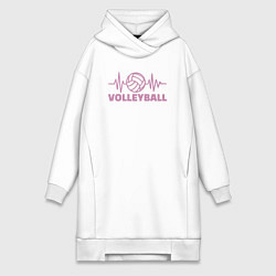 Женское худи-платье Волейбольный пульс, цвет: белый