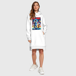 Женское худи-платье Том и Джерри - неоновый космос, цвет: белый — фото 2