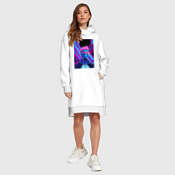 Женское худи-платье Неоновые панки, цвет: белый — фото 2