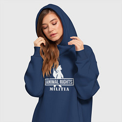 Женское худи-платье Милиция по правам животных, цвет: тёмно-синий — фото 2