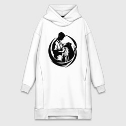 Женское худи-платье Ветеринар с собакой, цвет: белый