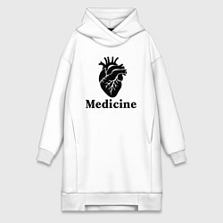 Женское худи-платье Сердце медицины, цвет: белый