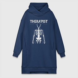 Женское худи-платье Терапевт со скелетом, цвет: тёмно-синий