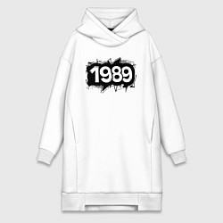 Женское худи-платье Граффити 1989, цвет: белый