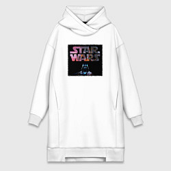 Женское худи-платье Звёздные войны надпись вейдер, цвет: белый