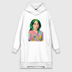 Женское худи-платье Билли Айлиш коллаж, цвет: белый
