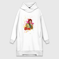 Женское худи-платье David Bowie Art, цвет: белый