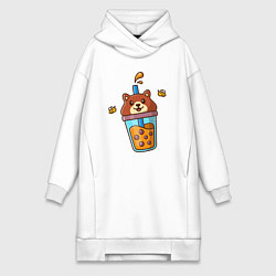 Женское худи-платье Мишка и медовый напиток, цвет: белый