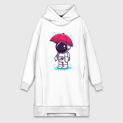 Женское худи-платье Космонавт с зонтом, цвет: белый