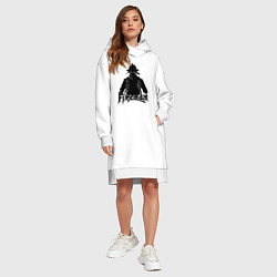 Женское худи-платье Аниме пожарный, цвет: белый — фото 2