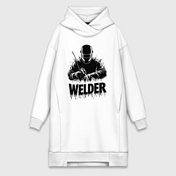 Женское худи-платье Газосварщик, цвет: белый
