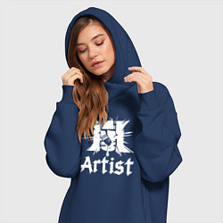 Женское худи-платье Художник логотип с кистью, цвет: тёмно-синий — фото 2