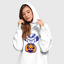 Женское худи-платье Halloween owl, цвет: белый — фото 2