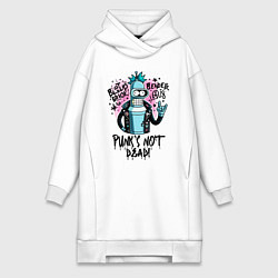 Женское худи-платье Graffiti Bender - punks not dead, цвет: белый