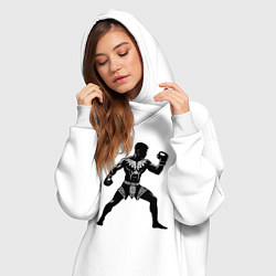 Женское худи-платье Антуражный тайский боксер, цвет: белый — фото 2