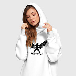 Женское худи-платье Муай Тай: Крылья Победы, цвет: белый — фото 2