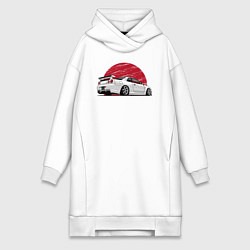 Женское худи-платье Nissan Skyline art, цвет: белый