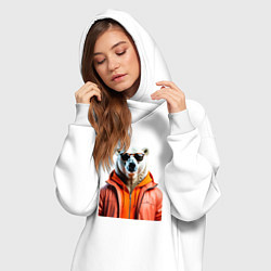 Женское худи-платье Белый медведь в куртке, цвет: белый — фото 2