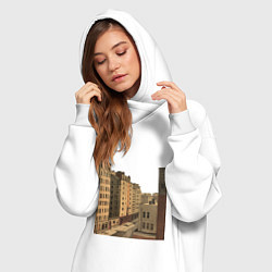 Женское худи-платье Минималистичный городской пейзаж в стиле комикса, цвет: белый — фото 2