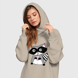 Женское худи-платье Енот-девочка, цвет: миндальный — фото 2