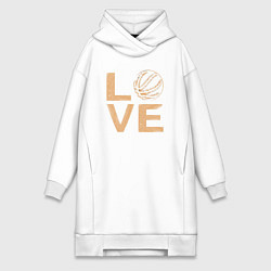 Женское худи-платье Любовь к баскетболу, цвет: белый