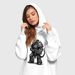 Женское худи-платье Ксеноморф с болтером, цвет: белый — фото 2