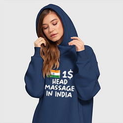 Женское худи-платье Флаг Индии: head massage in india, цвет: тёмно-синий — фото 2