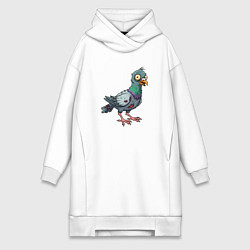 Женское худи-платье Зомби голубь, цвет: белый