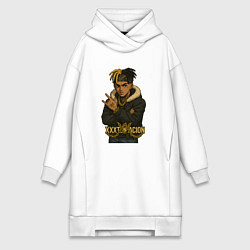 Женское худи-платье XXXTentacion мультяшка, цвет: белый