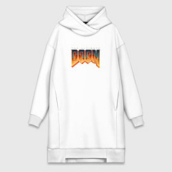 Женское худи-платье Doom ultimate logo, цвет: белый