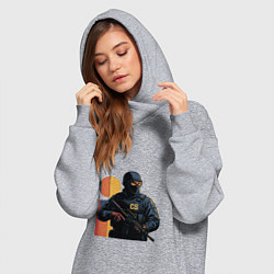 Женское худи-платье Поп-арт контр-террорист CS 2, цвет: меланж — фото 2