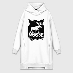 Женское худи-платье Мощь лося, цвет: белый