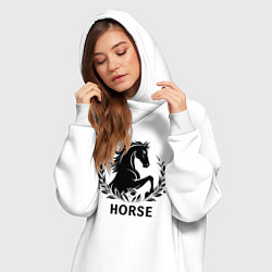 Женское худи-платье Лошадь в лавровом венке, цвет: белый — фото 2