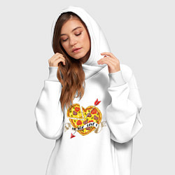 Женское худи-платье Love pizza, цвет: белый — фото 2