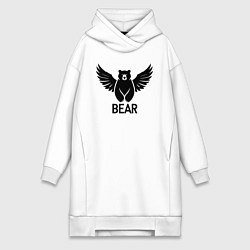 Женское худи-платье Летающий медведь, цвет: белый