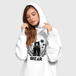 Женское худи-платье Медведь среди цветов, цвет: белый — фото 2